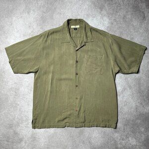 Tommy Bahama olive green camp shirt